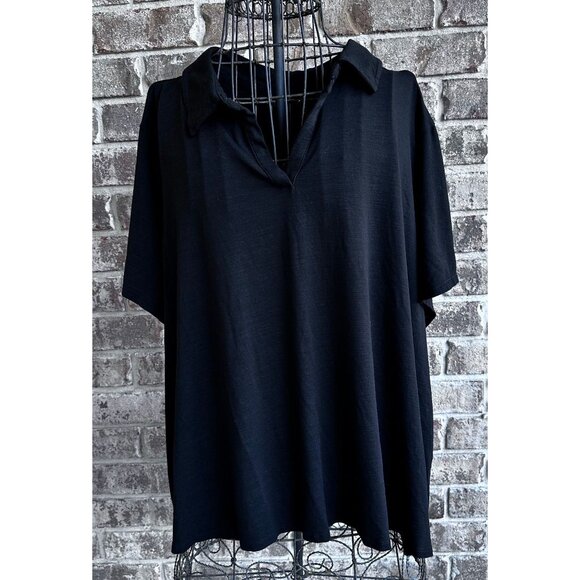 J Jill Wearever Collection Top Womens 3X Black Pleaded Back Collar  Shor… - Picture 1 of 11